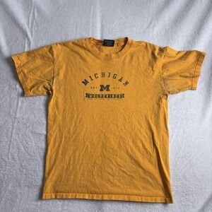 VTG Steve & Barrys Michigan‎ Wolverines Gold Short Sleeve Shirt Distressed M *